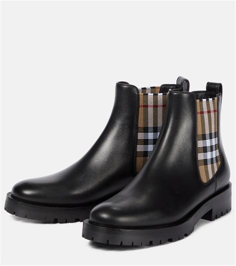 red plaid burberry boots|burberry leather chelsea boots.